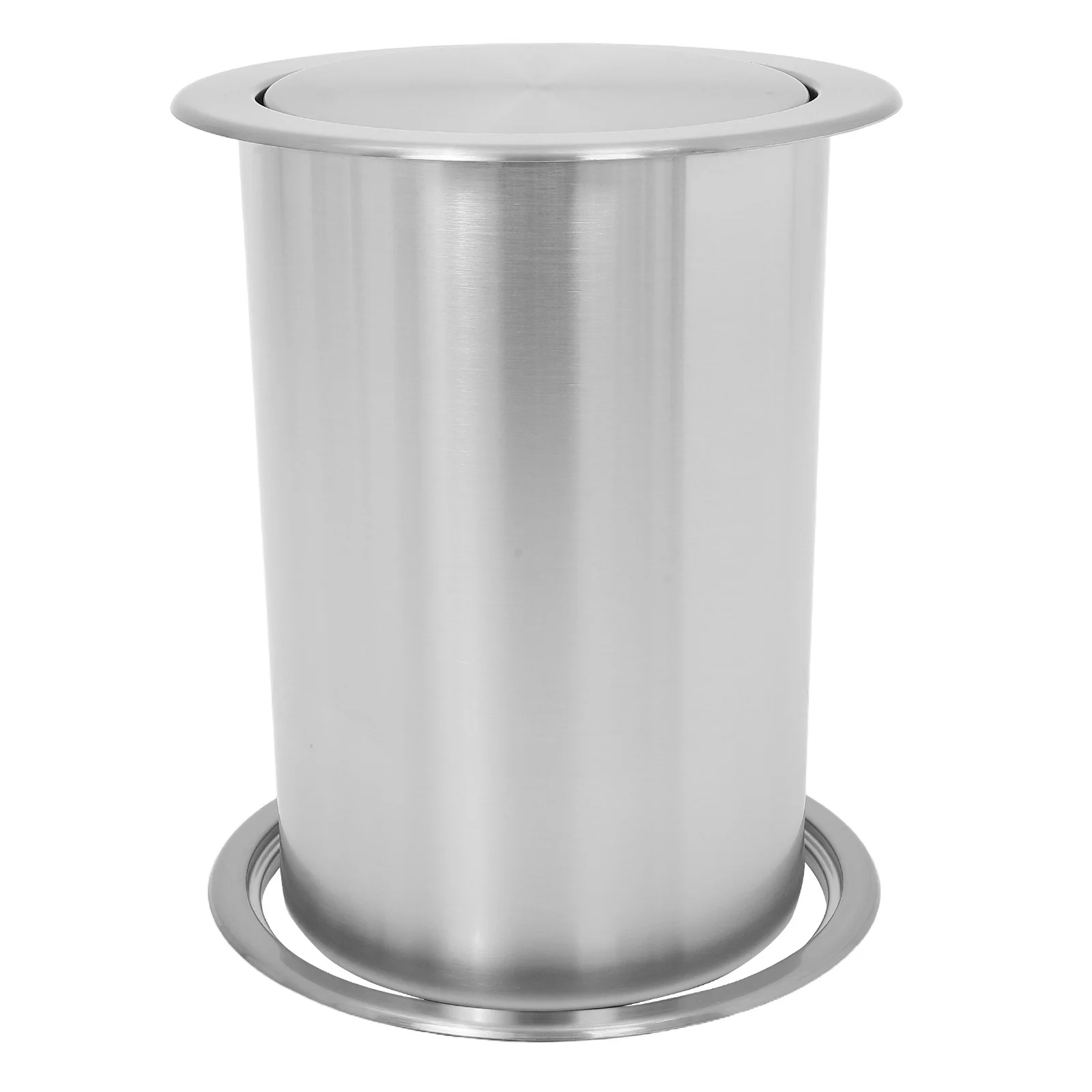 

Round Countertop Embedded Trash Can Stainless Steel Drop-In Built-In Waste Basket For Kitchen Office Hotel Restaurant Home