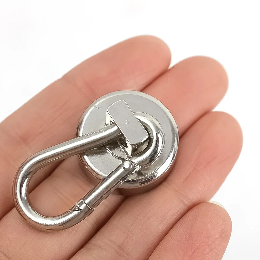 Strong Neodymium Magnetic Hooks 360°Rotating Carabiner Magnet Ring Magnetic Refrigerator Hook Home Kitchen Bathroom Suction Cup