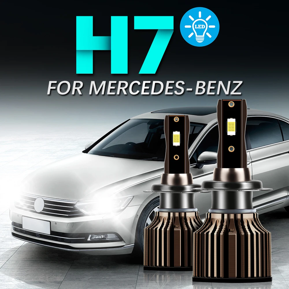 

2PCS H7 LED Headlight Lights 15000LM Turbo Bulbs CSP 6000K Car Lamps For Mercedes-Benz W245 A209 C207 X156 W140 W470 R170 R172