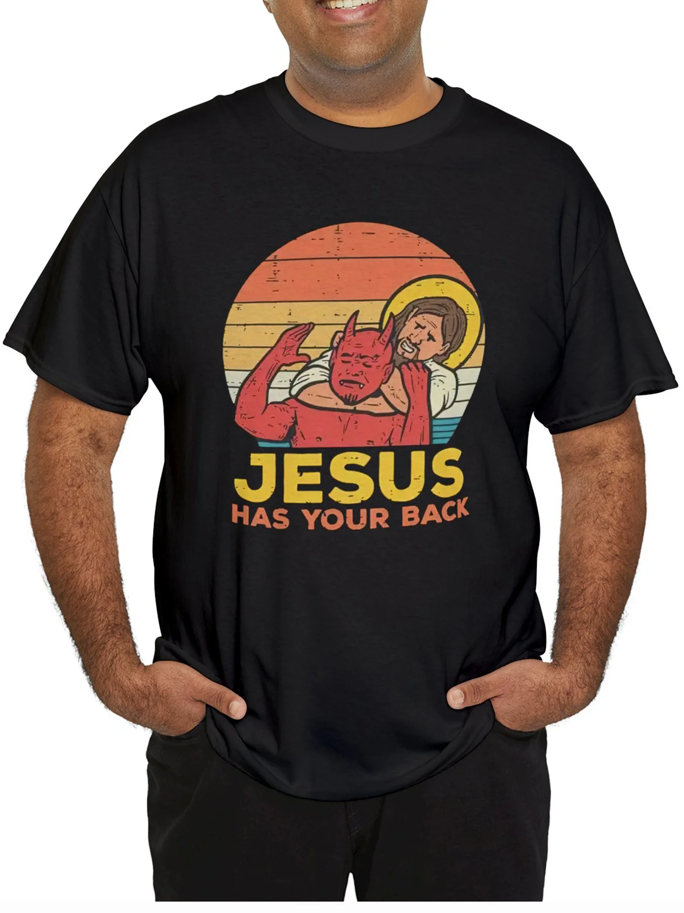 

Creative Print T-Shirt, Men's Casual Comfy Tee, Trendy Short Sleeve Top For Summer Daily Wear
