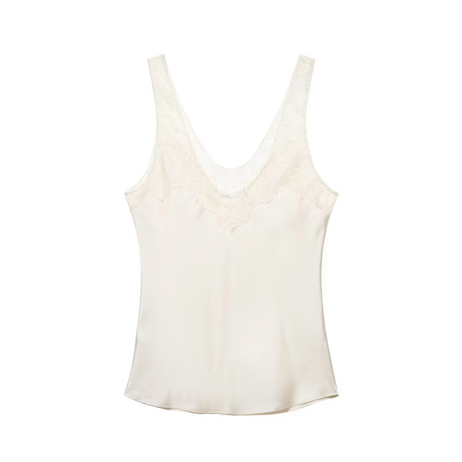 HH Damen Mode Spitze Patchwork Einfarbig Schicke Oberteile V-Ausschnitt Sexy Rückenfreie Ärmellose Schlanke Trägerbluse 2026 Sommer Strand Urlaubskleidung – Detail 3