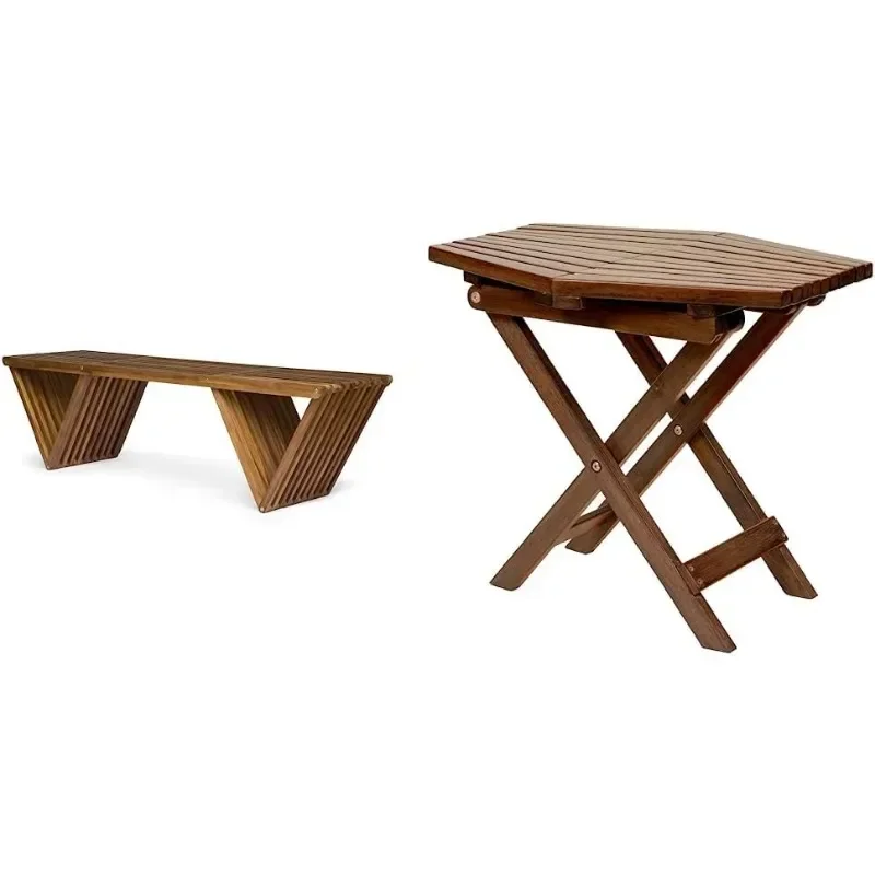 

SAT2 Esme Outdoor Acacia Wood Bench, Teak Finish