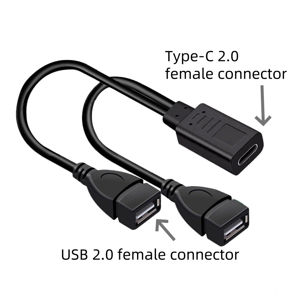 

USB C to Dual USB A Charging Short Cable 5V3A Type-C Female to 2 USB-A Female Y Splitter Charger Cable for Phone Game Controller
