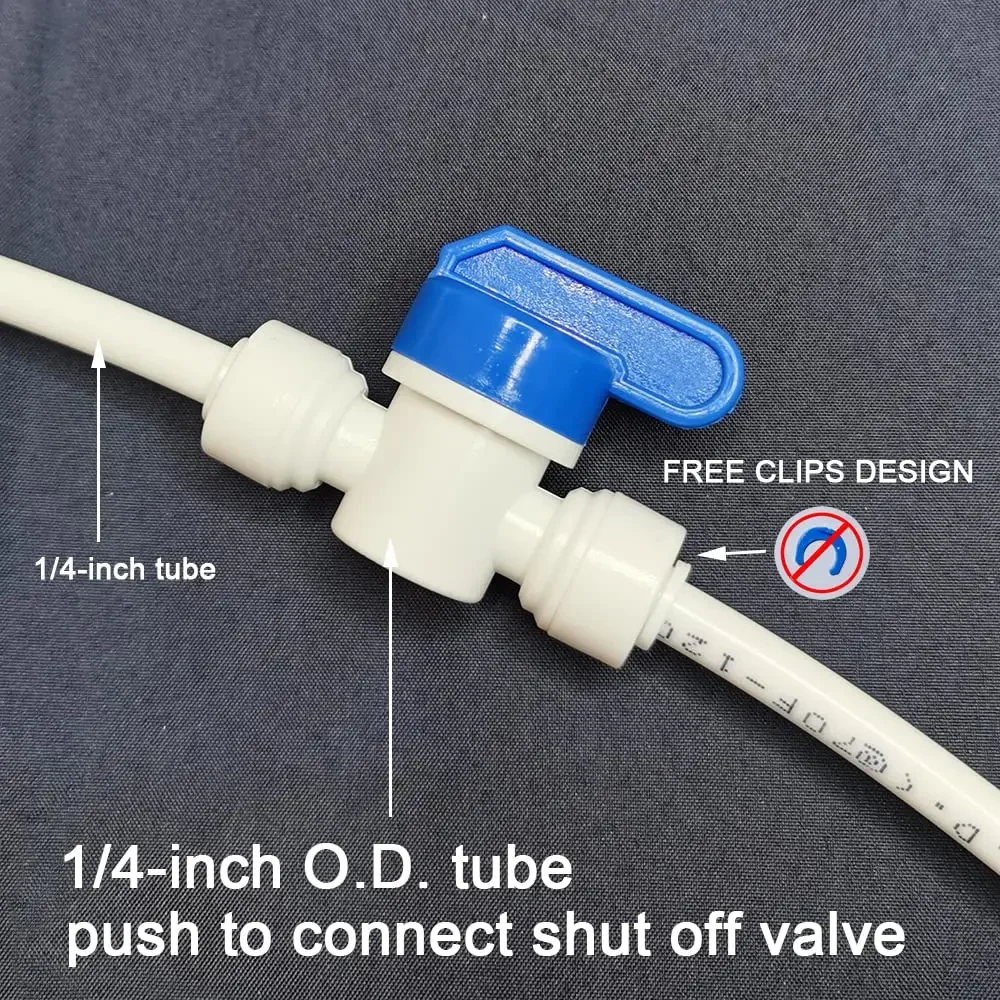 1/4 inch O.D. Tube Water line Quick Connector ball valve, Water Tube Fitting,for RO Water Systems,Water Purifiers,Pack of 5