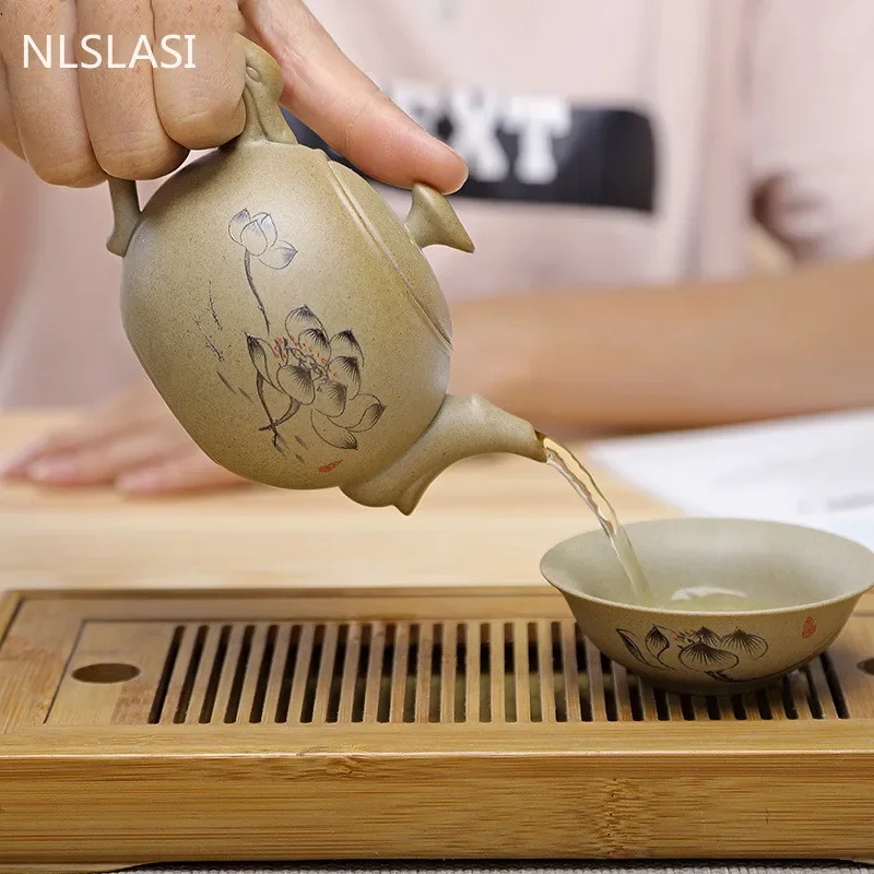 NLSLASI Chinese Style Stoneware Teapot Tea Set Handmade Kettle Ceramic Clay Teapot Set Chinese Tea Ceremony Supplies Teapot