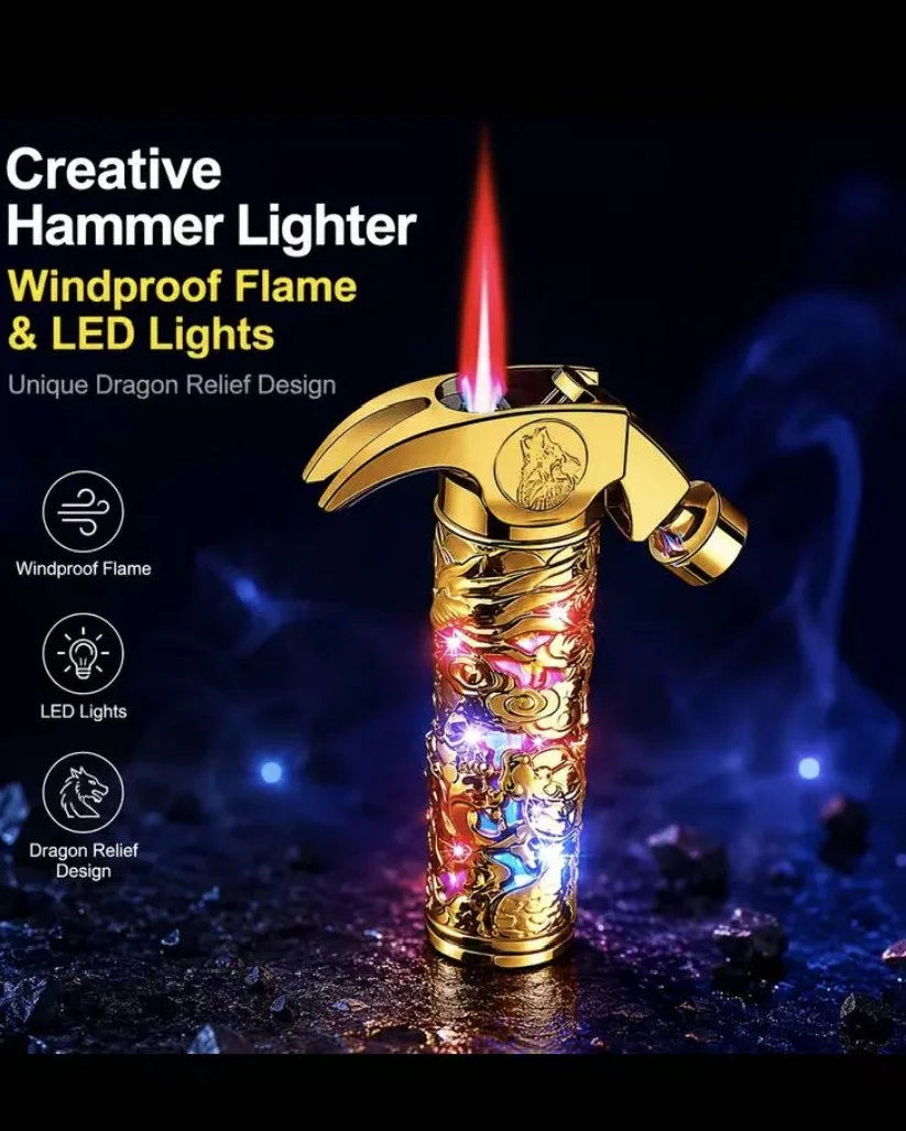 Windproof Butane Lighter 3D Dragon Pattern Outdoor Sports Use Perfect for Valentine's Day Christmas Father's Day Gifts Fuel Not Included