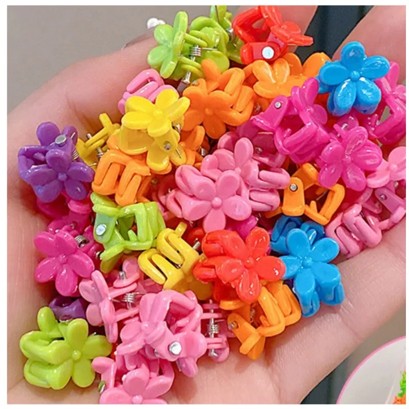 100 قطعة مقاطع شعر طفلة-متعددة الألوان مشابك مخلب زهرة صغيرة إكسسوارات الشعر دبوس شعر صغير للأطفال والنساء هدايا الحفلات المدرسية #5