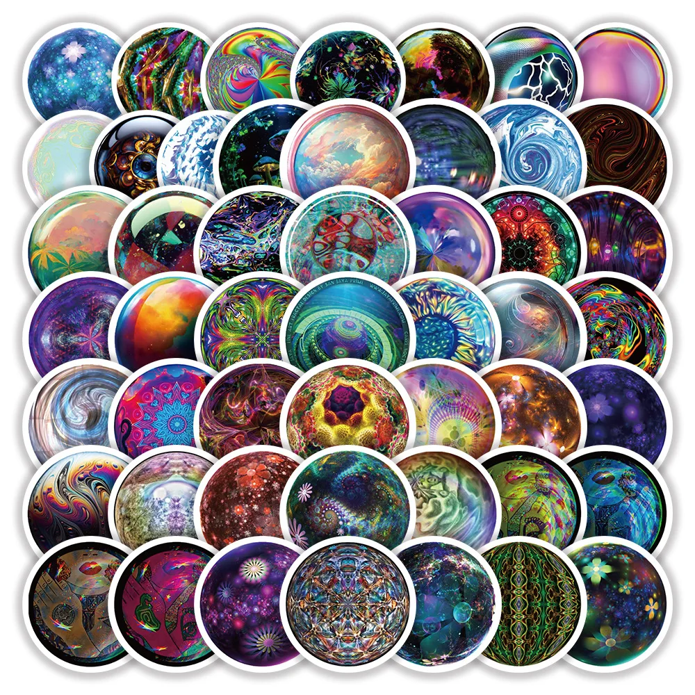

10/30/50PCS Psychedelic Glass Ball Cartoon Cool Creative Graffiti Sticker Decorative Suitcase Mobile Phone Case Car Water Cup