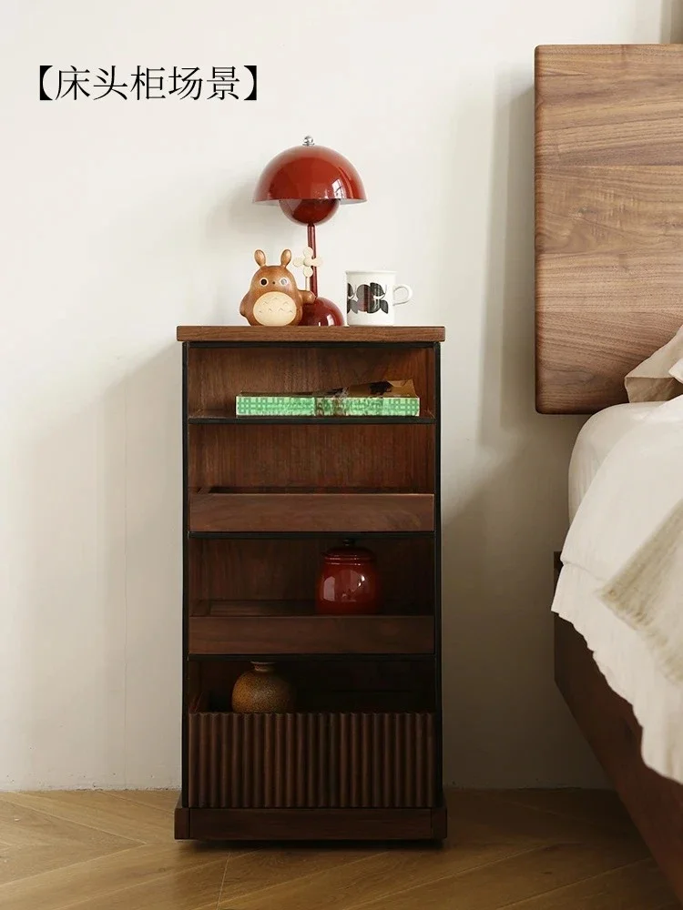 

Мобильный шкаф-витрина из массива североамериканского черного ореха, приставной шкафчик для хранения вещей у дивана