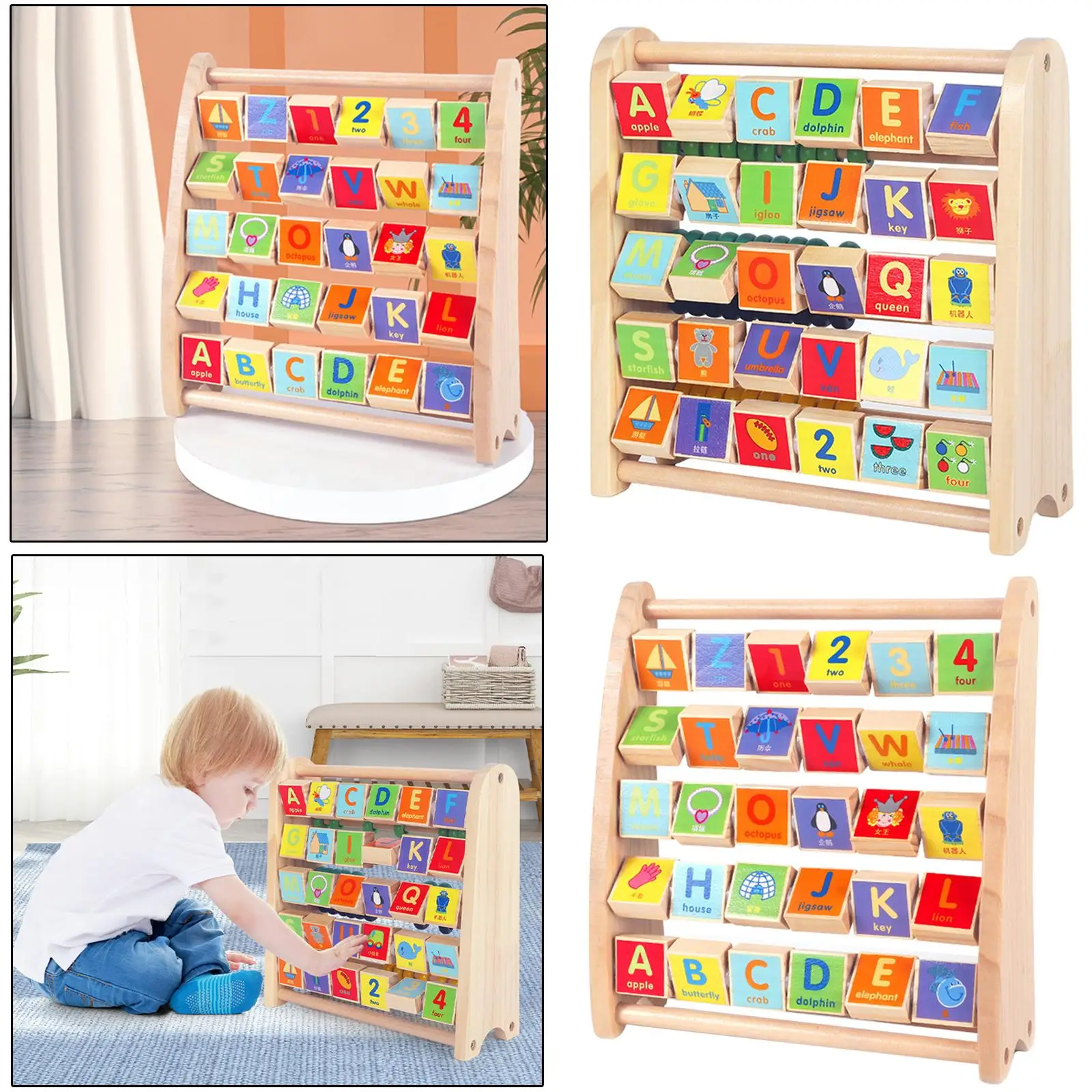 Abacus Wooden Counting Frame with Accounts Learning Toy Abacus Multicolored