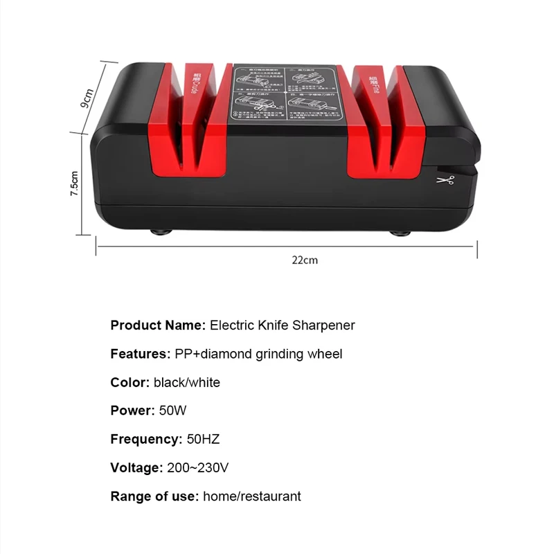 220V Multifunctional Electric Knife Sharpener with Fast Automatic Grinding Stone for Kitchen Knives - Efficient Knife Cutter