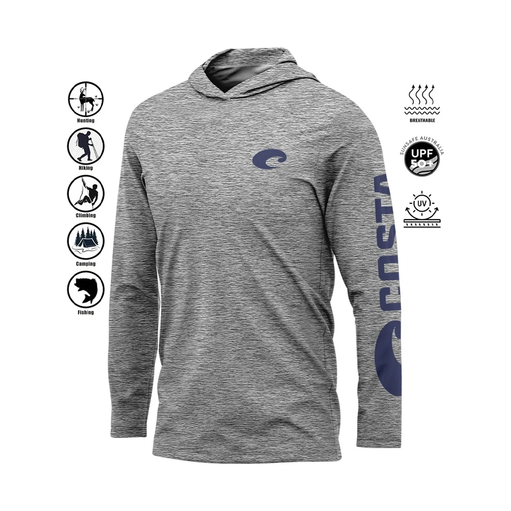 ¡Novedad! Camisa de pesca en la COSTA para hombre, camisa de manga larga para Performance, camisa de pesca de secado rápido UV, Sudadera con capucha fina y transpirable al aire libre