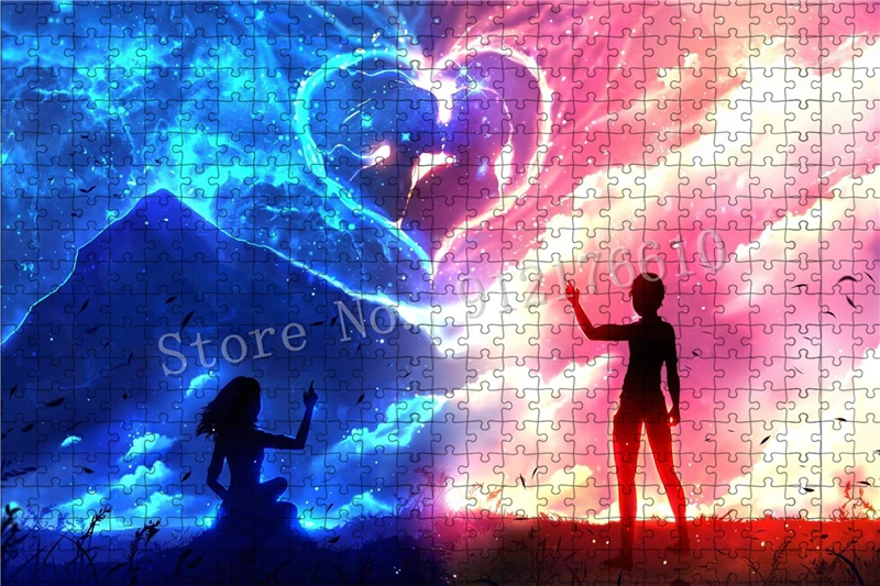 Anime Original Her Boy Love Heart Jigsaw Puzzle 300/500/1000 Pieces Puzzles for Adult Game Toys Kids Educational Gift Home Decor