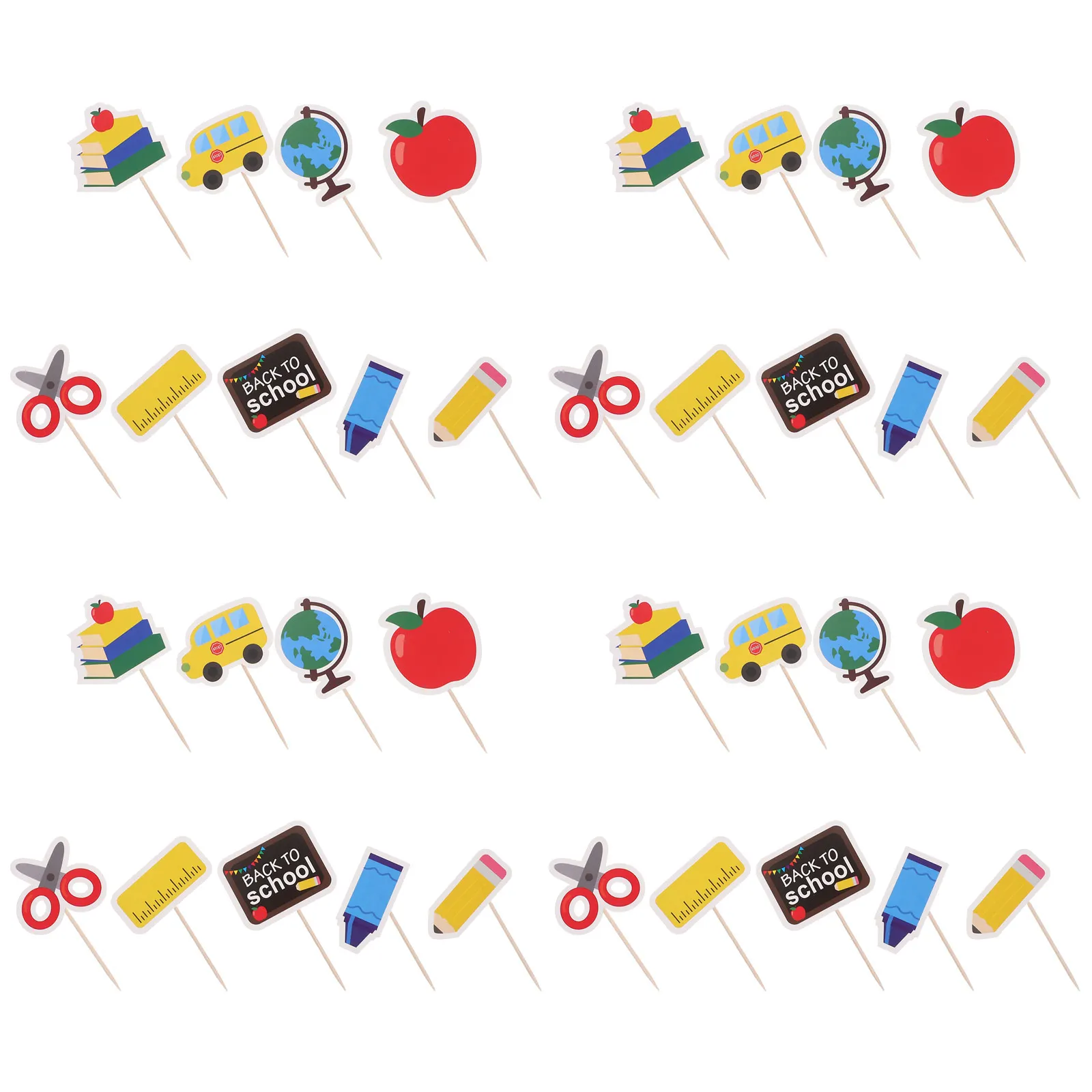 

36Pcs Back to School Cake Topper Chic Practical Design Party Cupcake Decor Picks School Season Decoration Cupcake Decor Topper