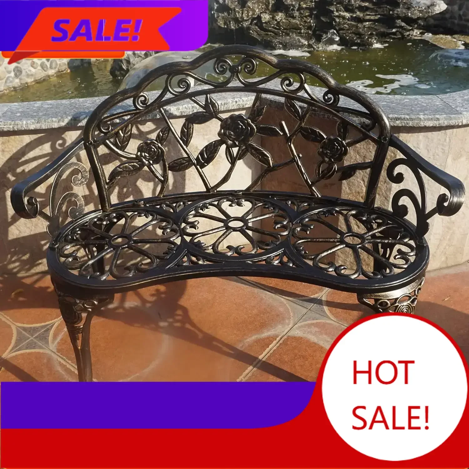 

Бестселлер: Садовая скамейка из металла и алюминия, цвет розовый, подходит для сада, веранды, парка, балкона, улицы (бронзовый оттенок)