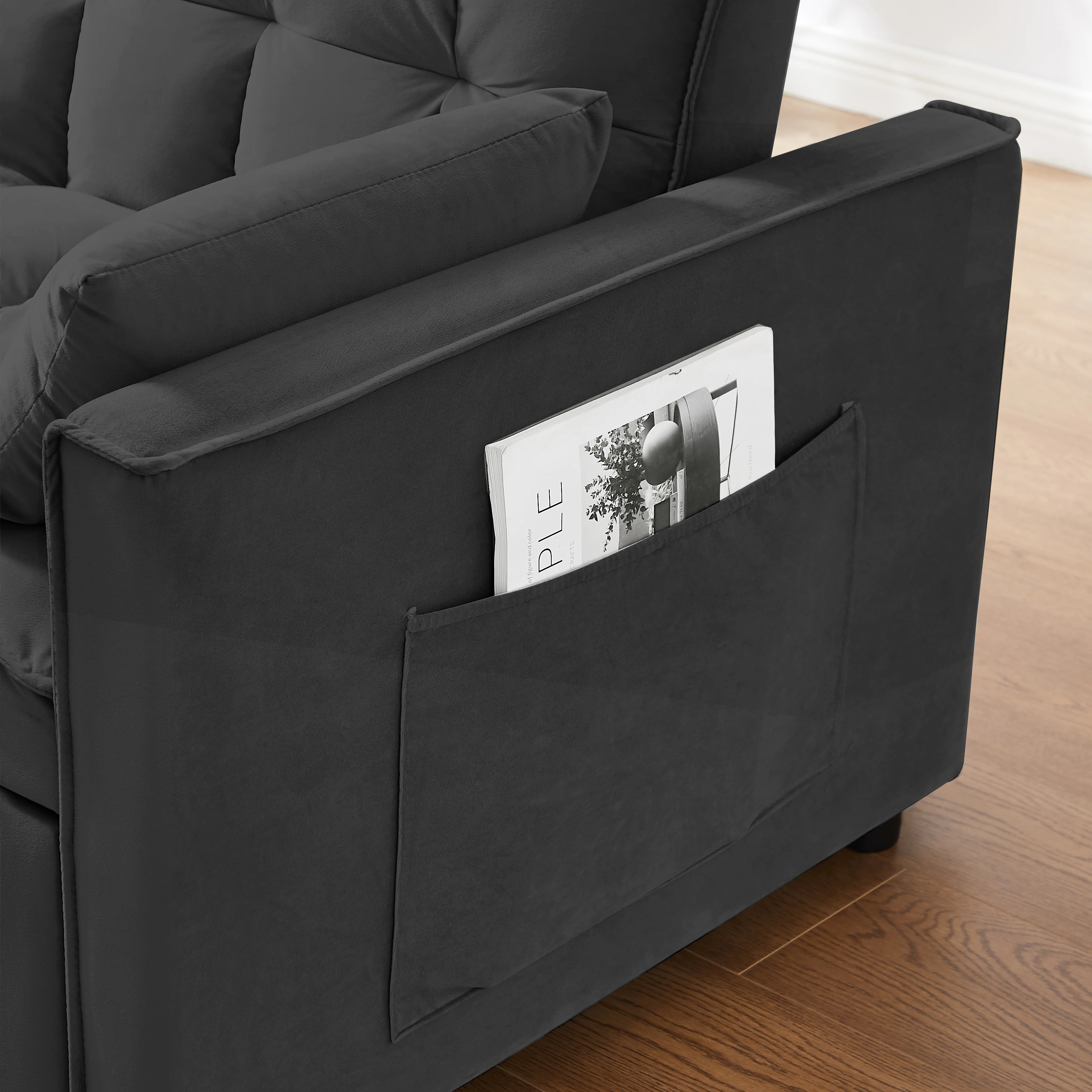 أريكة سحابية حديثة مع كرسي صالة على شكل حرف L مناسب لغرفة المعيشة وغرفة النوم بدون تجميع