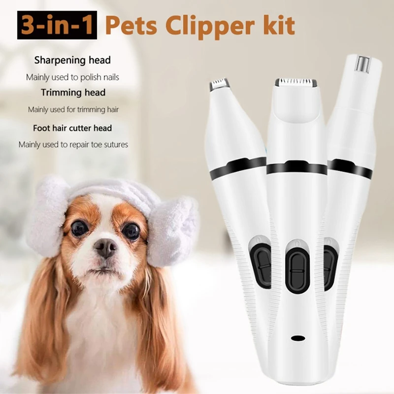 Electric Pet Nail Grinder Three-In-One Pet Suit Multi-Function Hair Removal Shaving Nail Polish Clipper