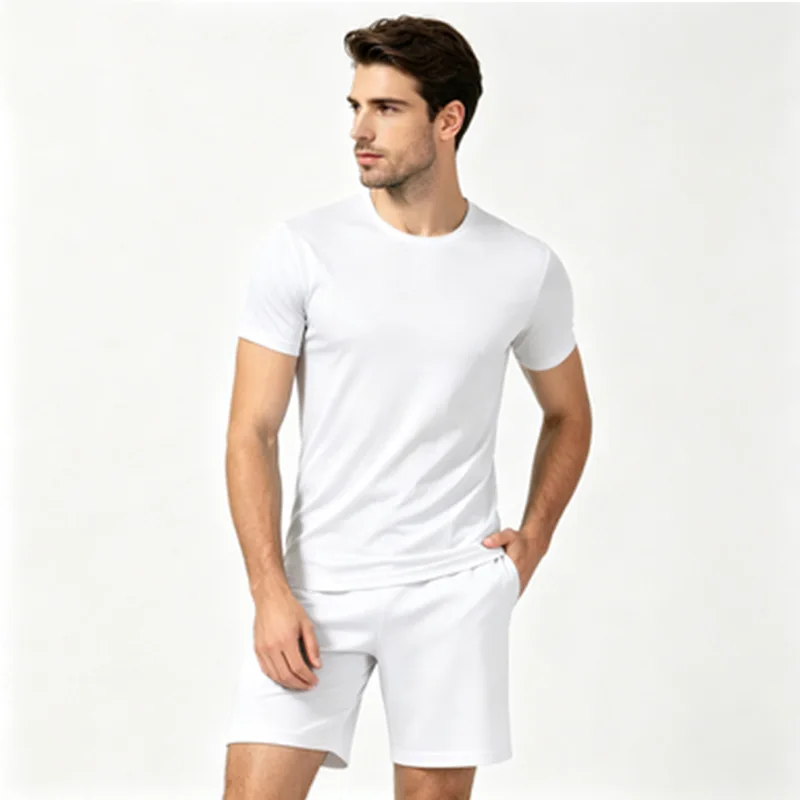 Men's Summer Thin Quick Dry Mesh 2 Piece Set Short Sleeve T-Shirt and Shorts Breathable Casual Running Daily Wear Sports Outfit