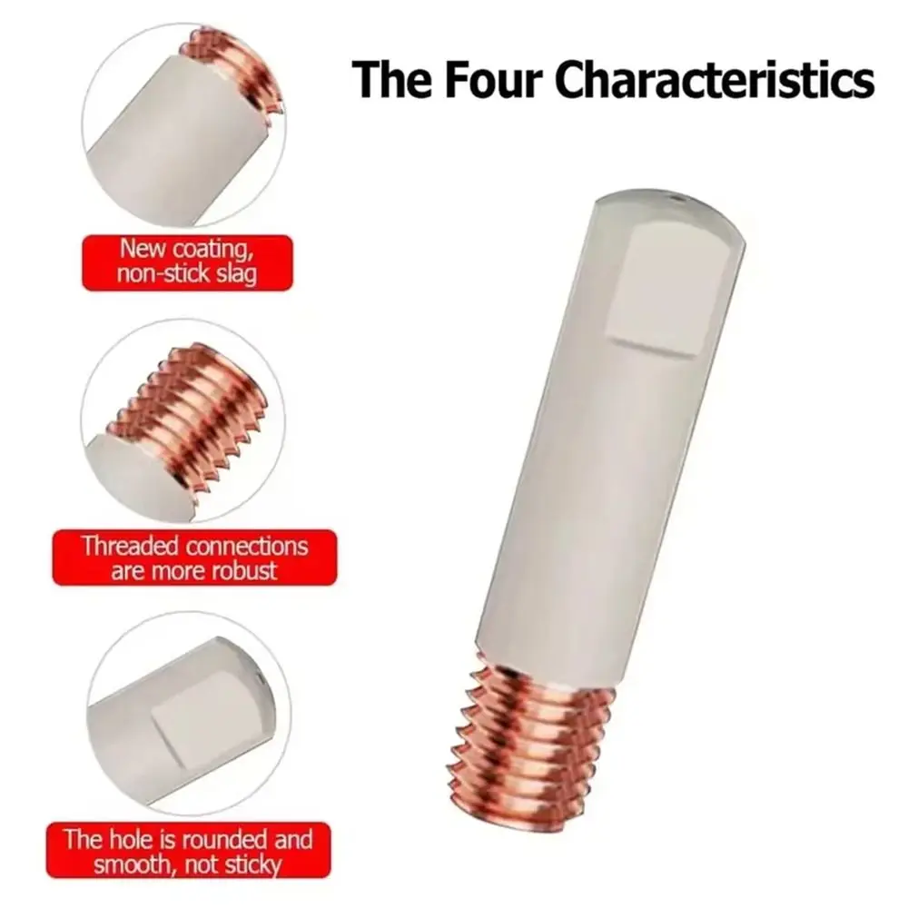 

5Pcs Coating Protect Welding Contact Tips 0.8/1.0/1.2mm 25mm M6 MIG Nozzle Tip Conductive Copper Welding Tool Parts