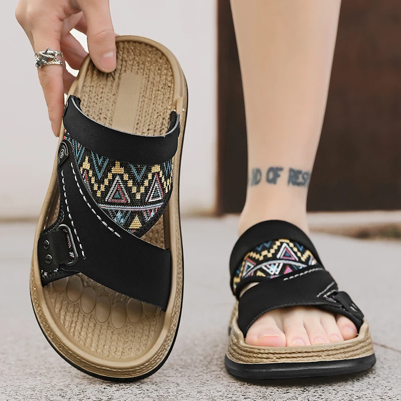 

Men's Summer Outdoor Wear Anti-slip Wear-resistant Soft Bottom Sandals Casual Beach Shoes Sports Two-use Comfortable Slippers