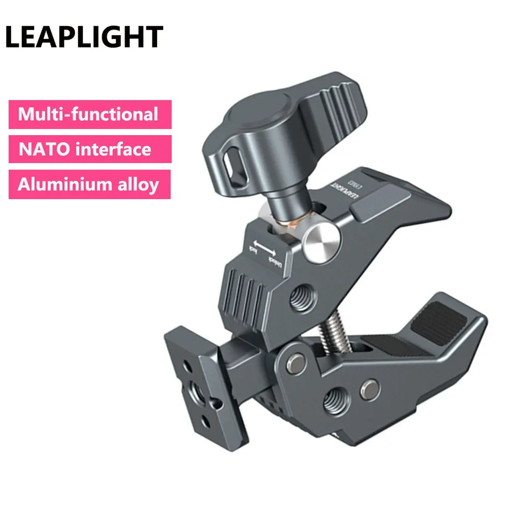 

LEAPLIGHT Multi-functional Super Clamp with NATO Base Powerful Magic Arm Clamp for DSLR Camera Monitors Mic Light Photography