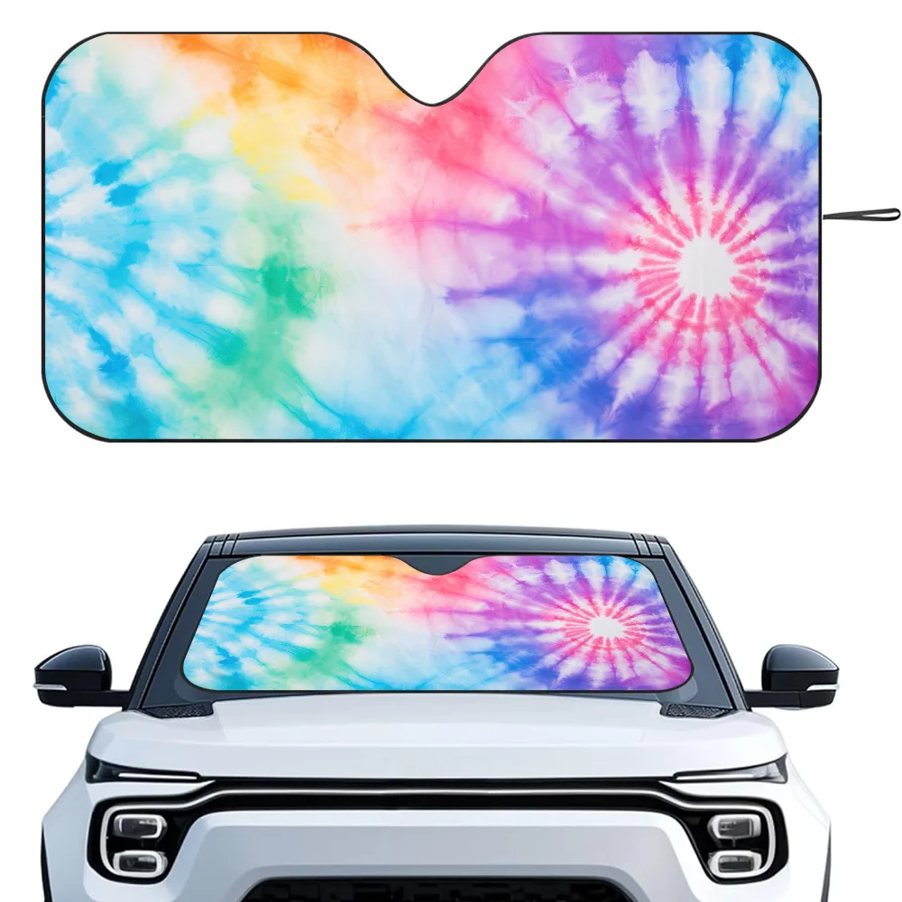 

Красочный узор Tie Dye для автомобиля SunSha, теплоизоляционная алюминиевая пленка, лобовое стекло, солнцезащитные козырьки, блоки УФ-лучей, автомобильный солнцезащитный козырек