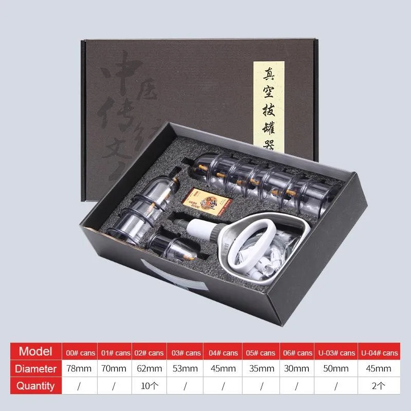Home Vacuum Cupping Cup Massage Set Physiotherapy Chinese Cupping Therapy Set Suction 12 Cup Anti-cellulite Body Massager