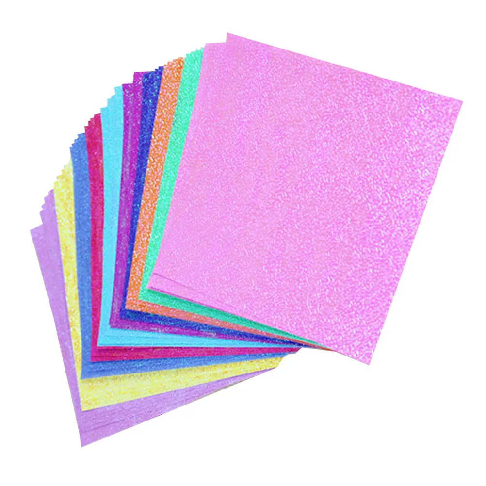 100Pcs Shining Folding Paper 10 Colors Glitter Origami Handmade Pearlescent Craft Paper DIY Shimmer for Creative Projects
