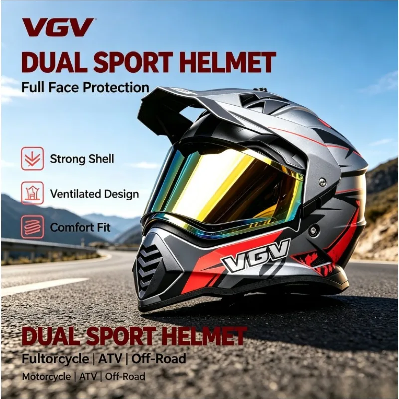 Pull Helmet Motorcycle Helmet Off-road Helmet Double Mirror Road Dual-purpose Cycling