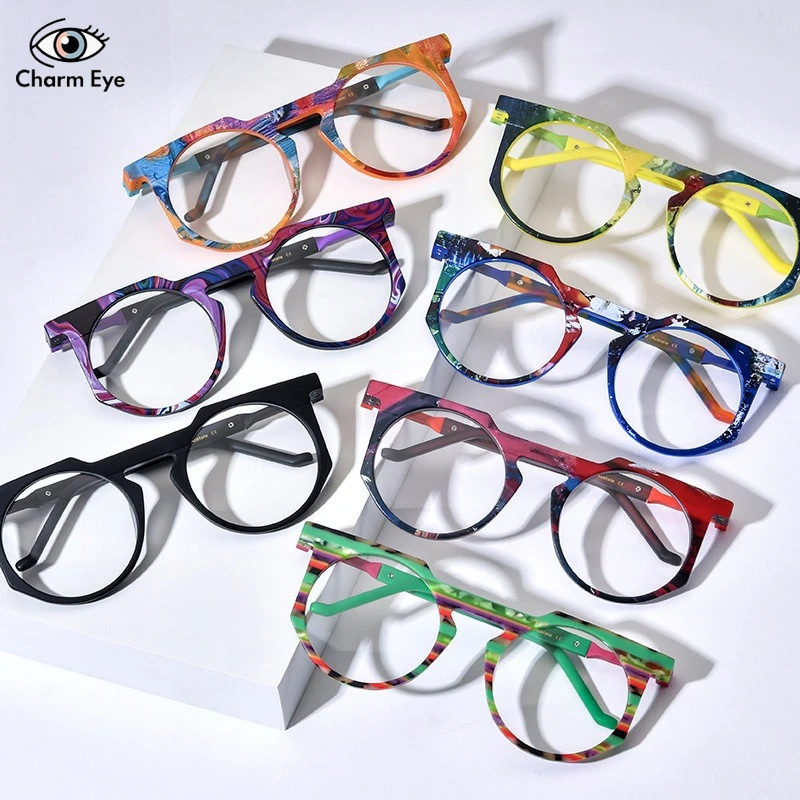 

Matte Fashion Round Acetate Glasses Frame Optical Myopia High Quality Men Women Retro Anti Blue Light Prescription Eyeglass 2025