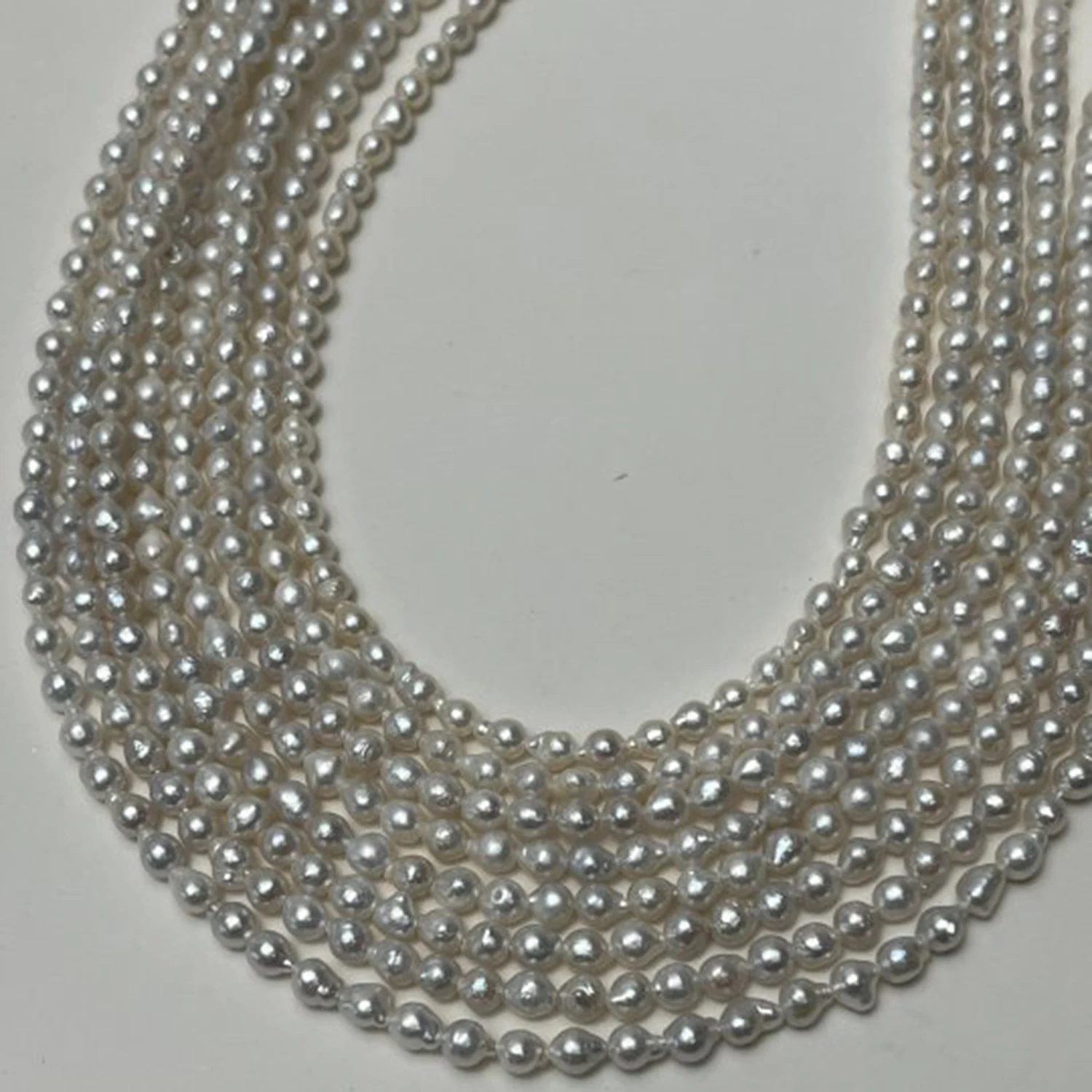 3-4mm Natürliche Perlen Runde Form Süßwasser Weiße Halskette Halbfertige Barocke DIY-Materialien Zubehör Großhandel Schmuck – Detail 6