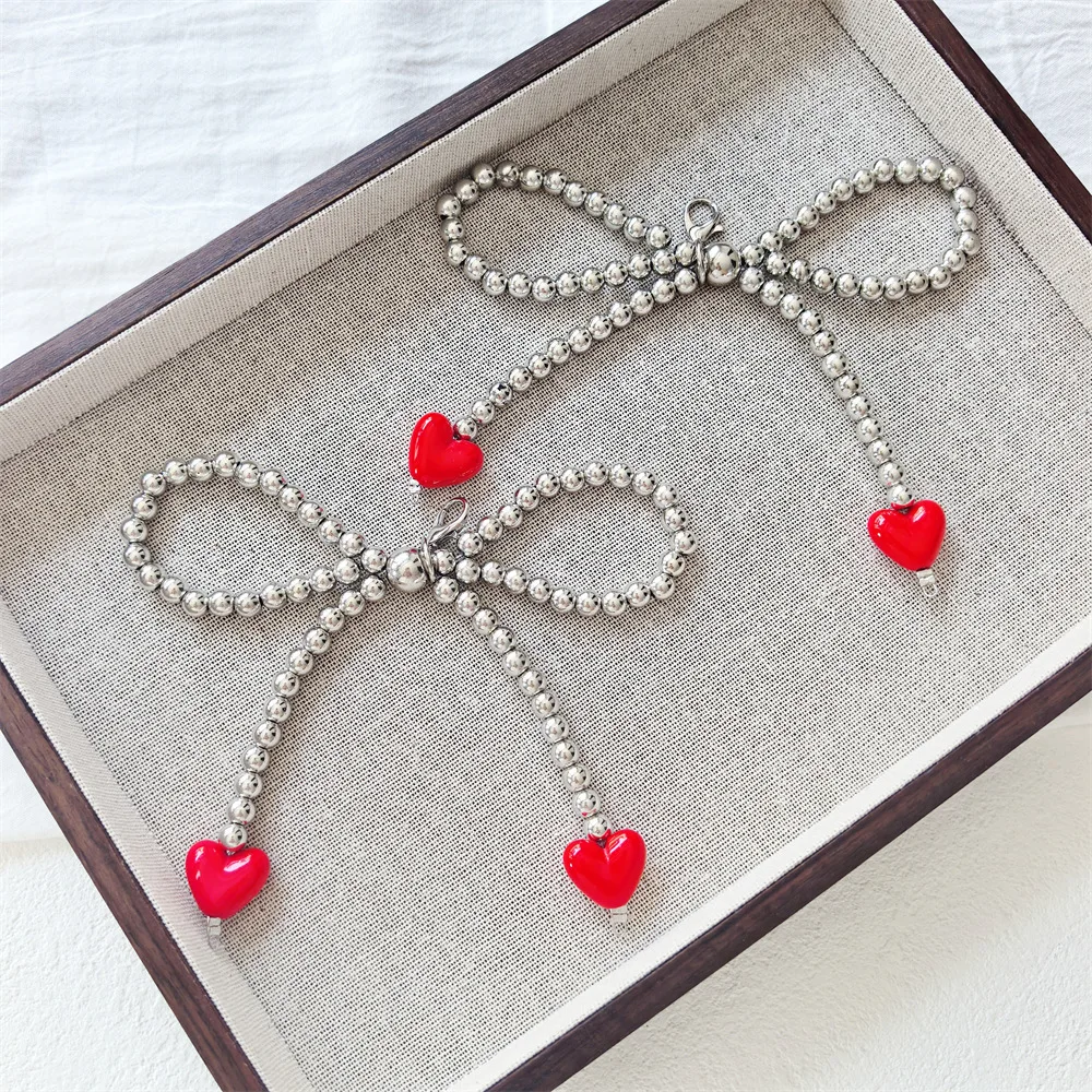 Shoe Charms Korean Ballet Style Silver Heart Pearl Bow Cherry Strawberry Grape Beaded Sneaker Buckle Accessories
