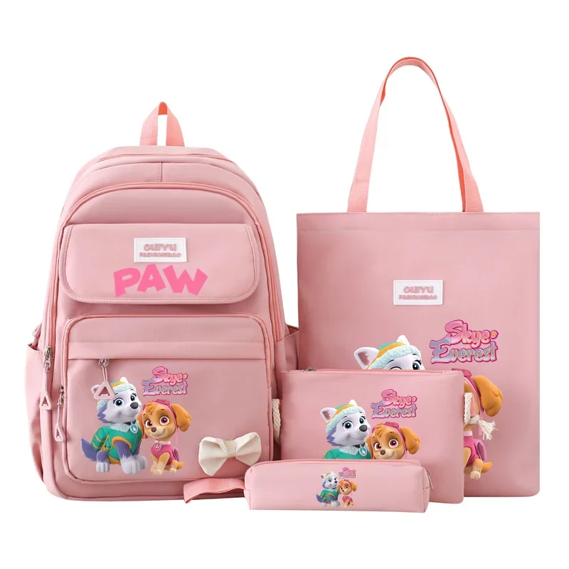 4pcs Paw Patrol Backpack Harajuku Kawaii Skye Pink School Bag Large Capacity Water-repellent Fashion Girls Knapsack Kids Gift