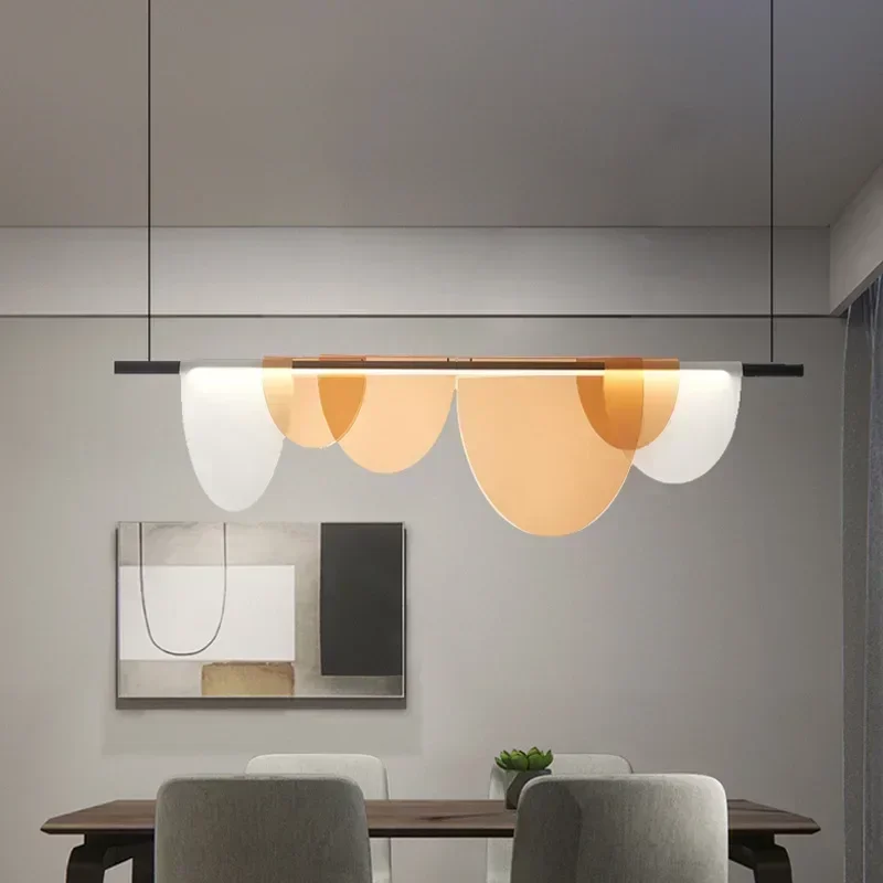 

Nordic Glass Lustre Pendant Lights Blue Amber Acrylic Hanging Lights for Bedroom Dinning Room
