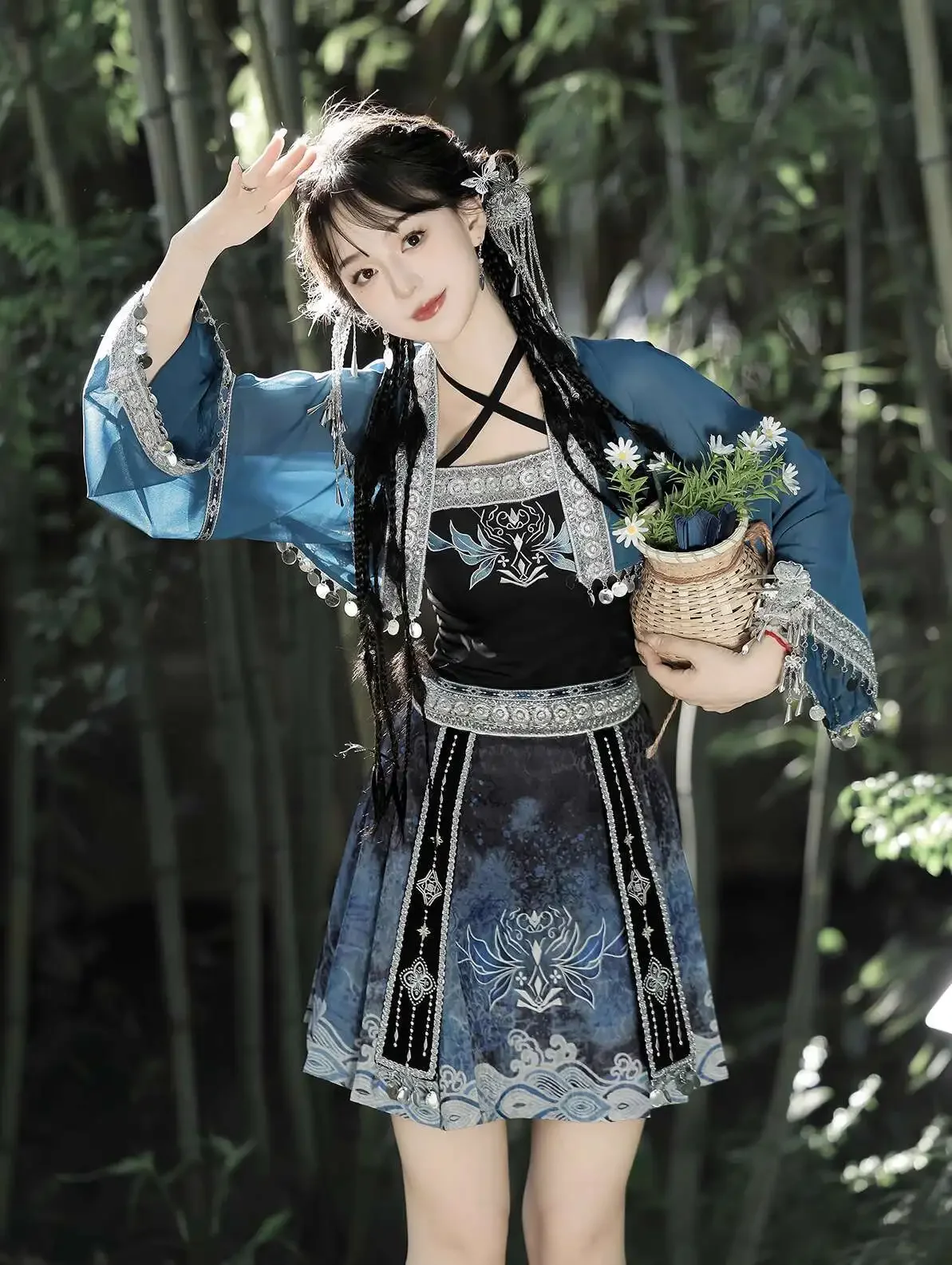 

Miao Girl Exotic Style The Miao Nationality Element Clothing Ethnic Style Han Elements Short Skirt Suit Halloween Cos Cosplay