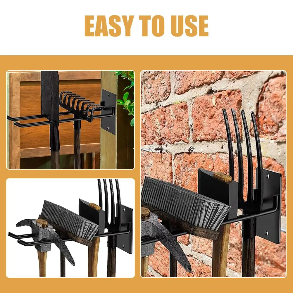 2 Pcs Garden Tool Storage Rack Wall Hanging Broom Holder Mop Organizer Garage Organizers and Sundries Hose Pipe