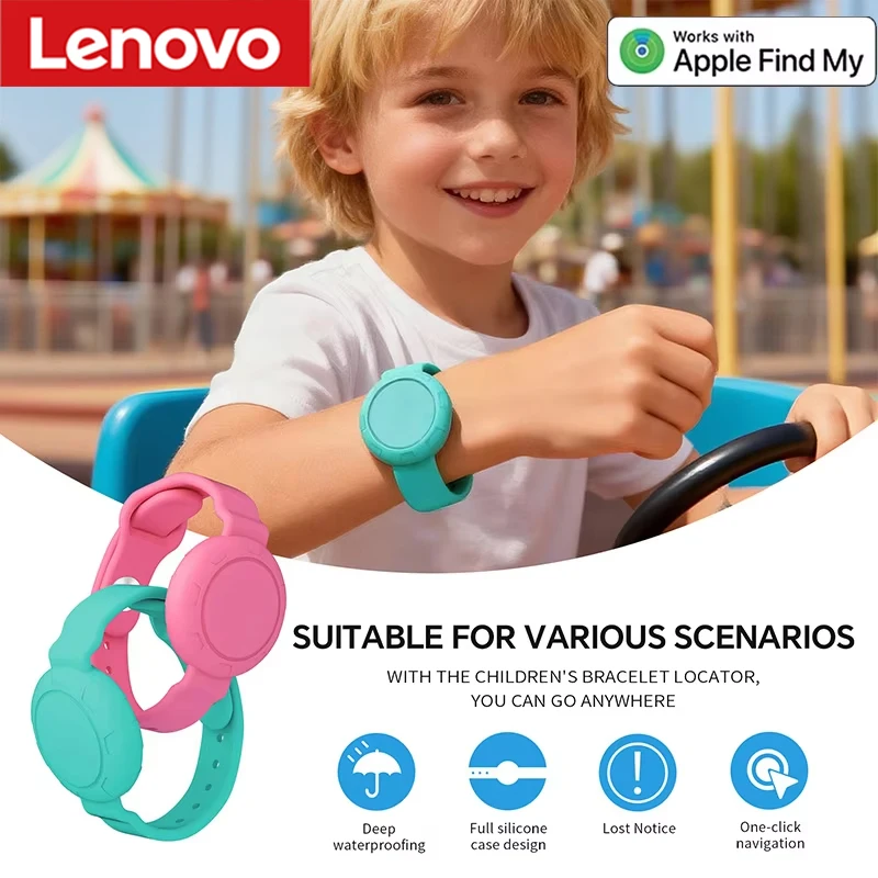 Lenovo Global Tracker Children's Wristband Waterproof Locator For Apple AirTag Silicone Strap Air Tag Anti-lost For Kids Safety
