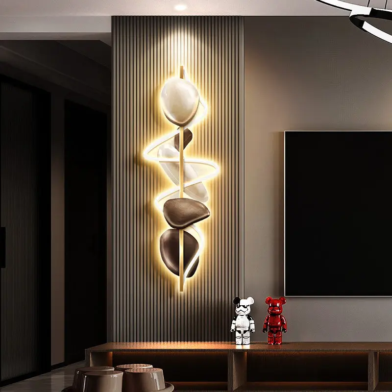 Time comes to operate, living room TV decoration pendant, light luxury abstract entrance background wall with lights mural