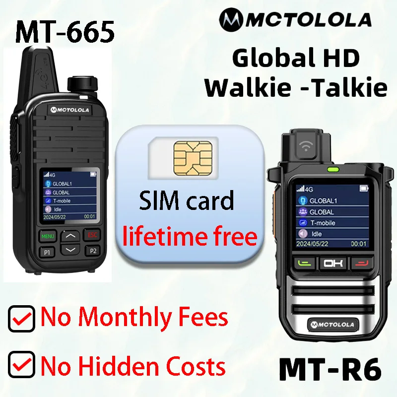 MOTOLOLA （SIM Lifetime Free）Global 4G POC Walkie Talkie 5000 Kilometers Remote Walkie Talkie Outdoor camping and hiking two-way