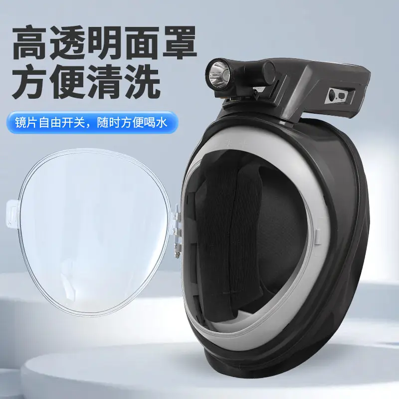 Dust Mask with Electric Air Supply, Fully Enclosed Industrial Dust Protection, Fan Mask, Ventilation Without Fogging