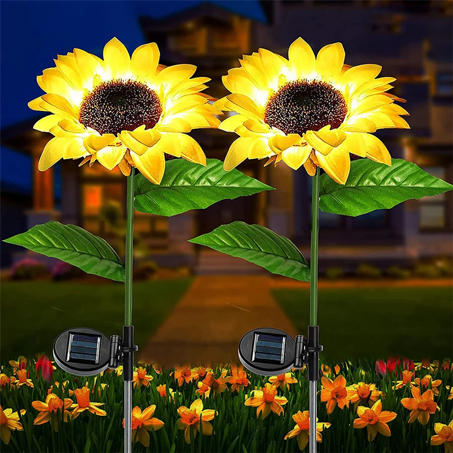 

Solar Sunflower Outdoor Light IP65 Waterproof 20LED Solar Lawn Pathway Light for Patio Yard Garden Decoration Landscape Lighting