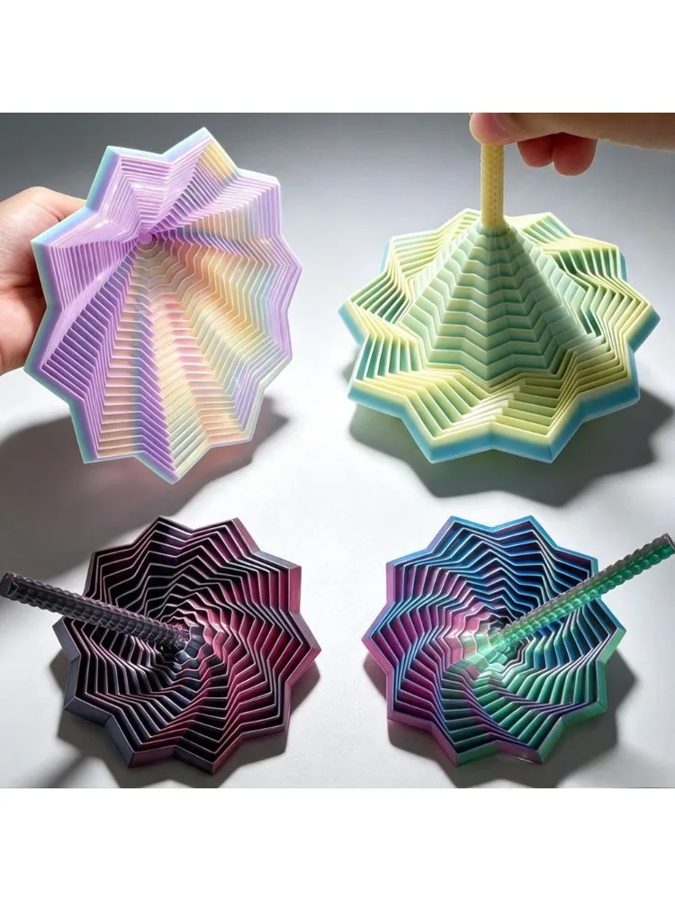 Drukowane w 3D rozszerzone sensoryczne modele gwiazdek fidget, iluzja wizualna, hexagon, wirująca spirala, ozdoby, zabawki do gier planszowych redukujące stres. — 2