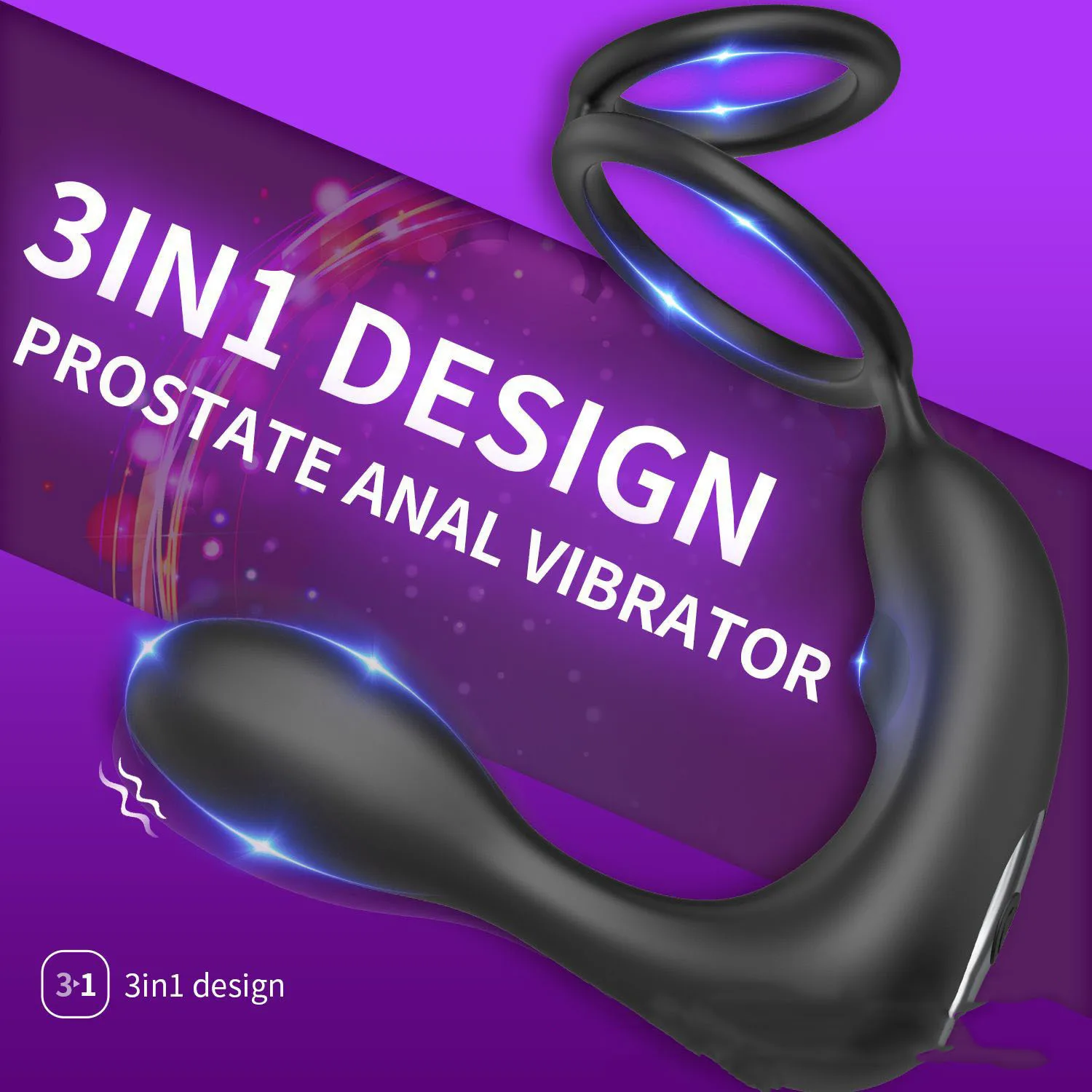 Male Prostate Massager Vibrating Anal Plug with Cock Ring Delay Ejaculation Masturbator Sex Toys Vibrator Anal Vibration for Man