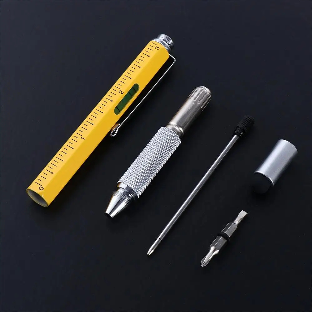 1 Multi Function Level Meter Pen Tool With Scale Gadget Flat-blade Screwdriver Capaciative pen Cross Screwdriver Ballpoint Pen