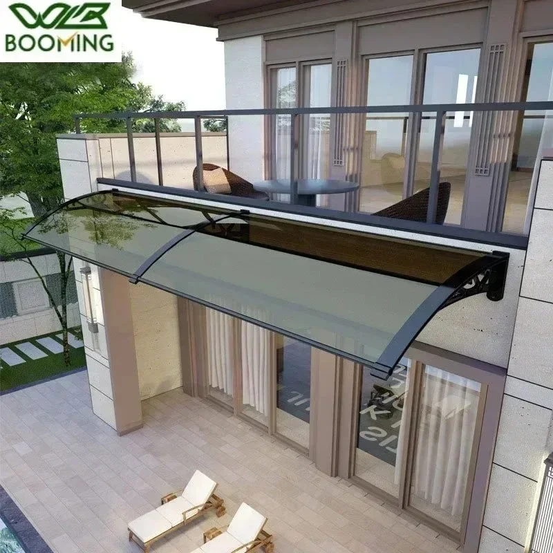 Awning Canopy Aluminum Alloy PC Board Canopy Rain and UV Protection Large Sink  Silent Eaves Awning Pergola Aluminium