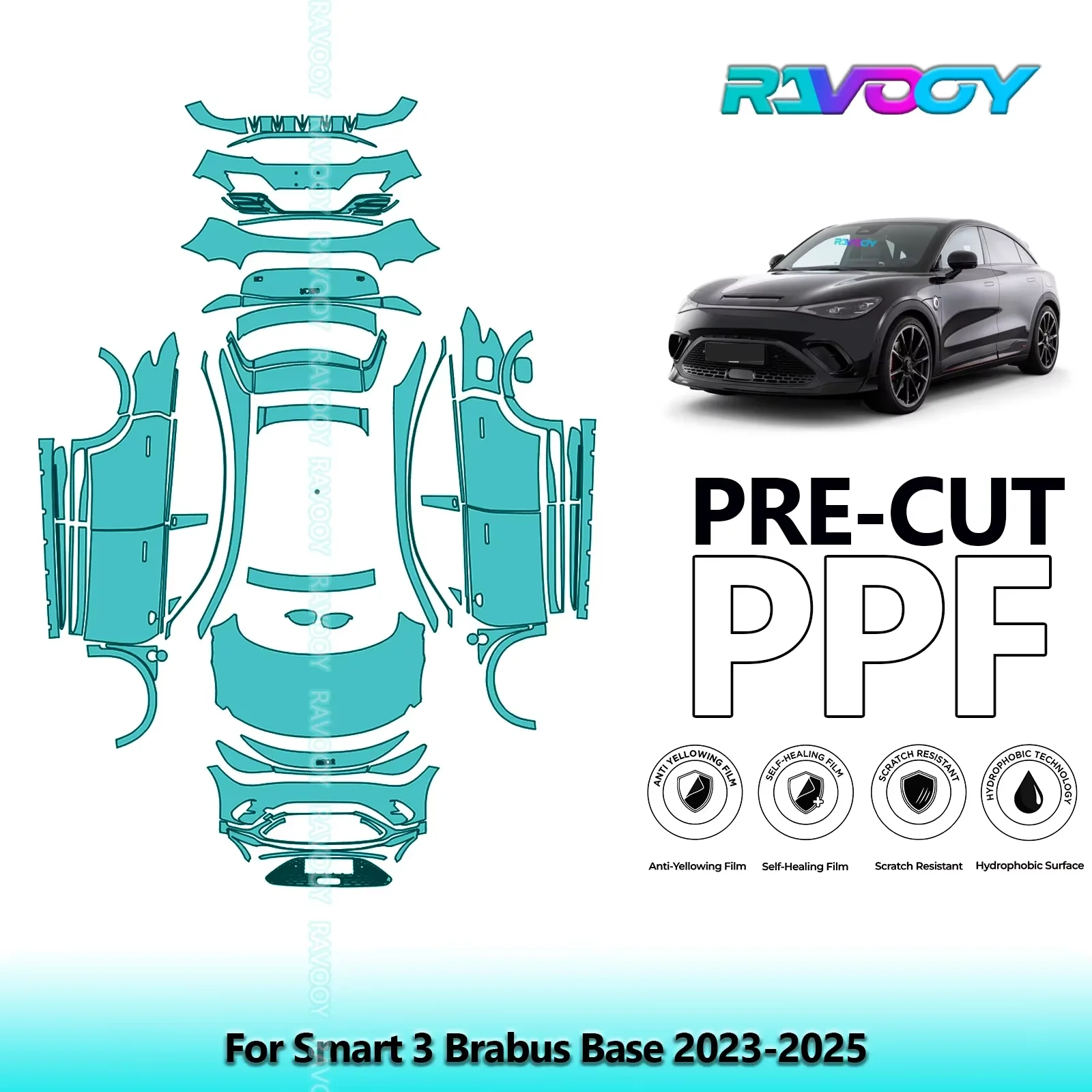 

Full Vehicle Clear Bra Precut PPF Paint Protection Film For Smart 3 Brabus Base 2023-2025