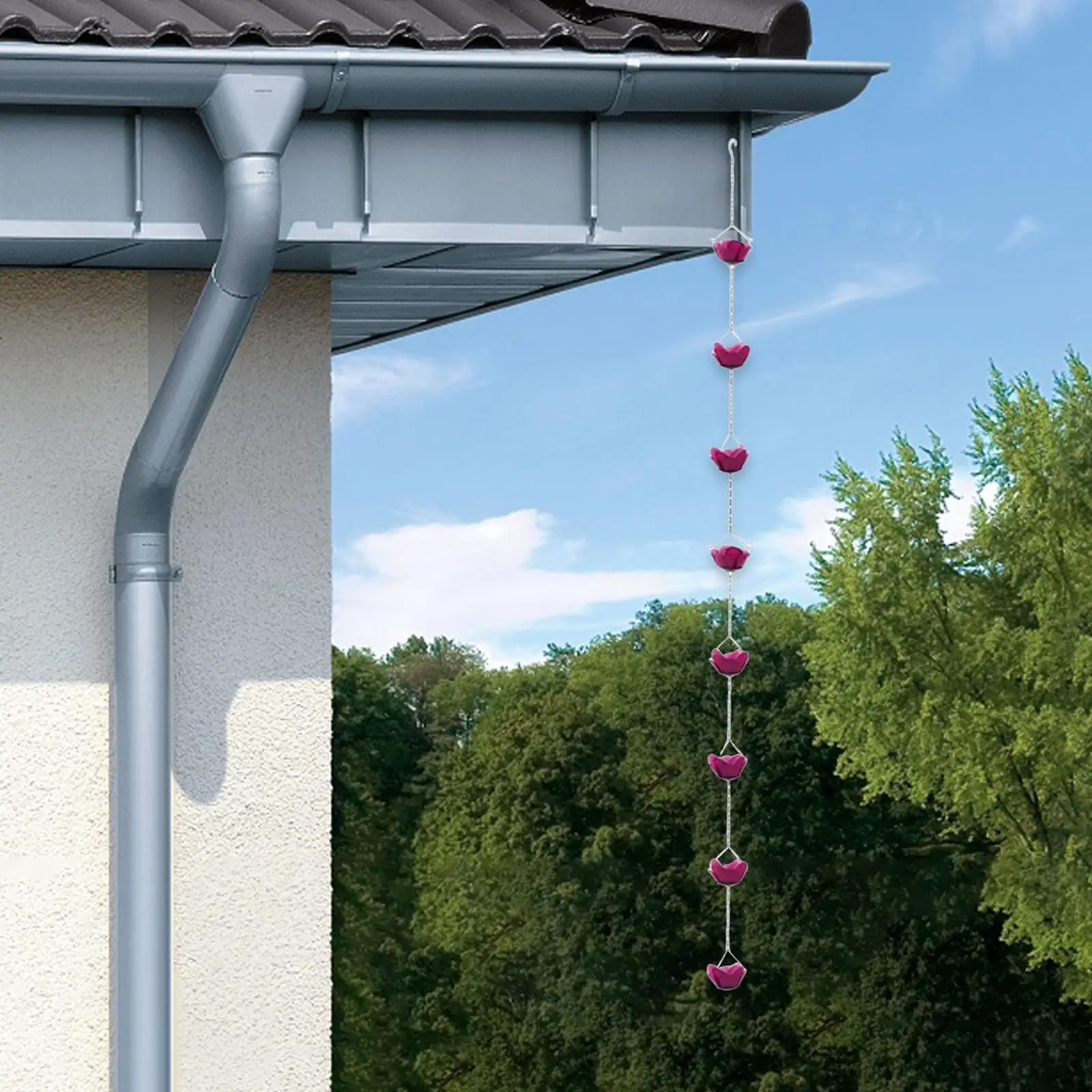 

Rain Chain Practical Easy to Install Replacement 34.84inch Versatile Rain Catcher Chain for Backyard Lawn Farmhouse Yard DIY