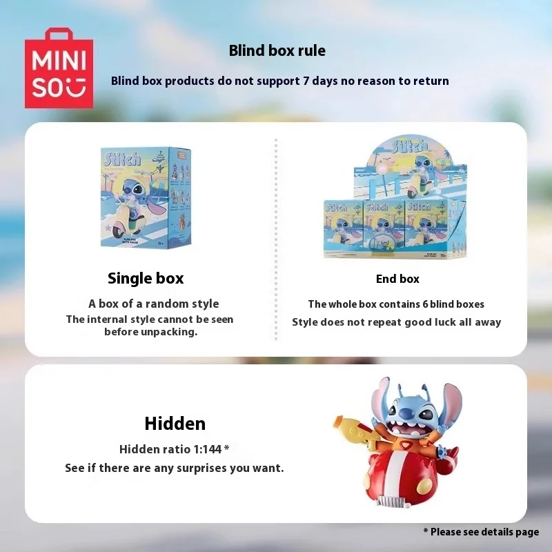 6pcs Miniso Disney Cartoon Cute Stitch Interstellar Baby Travel Series Blind Box Handmade Desktop Ornament Girl'S Heart Gift