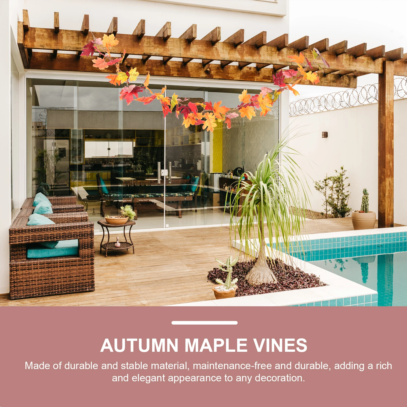 

Artificial Maple Leaf Rattan Autumn Hanging Vine Fall Leaves Decor Home Farmhouse Garden Pendant ThanksgivingEasy Maintenance