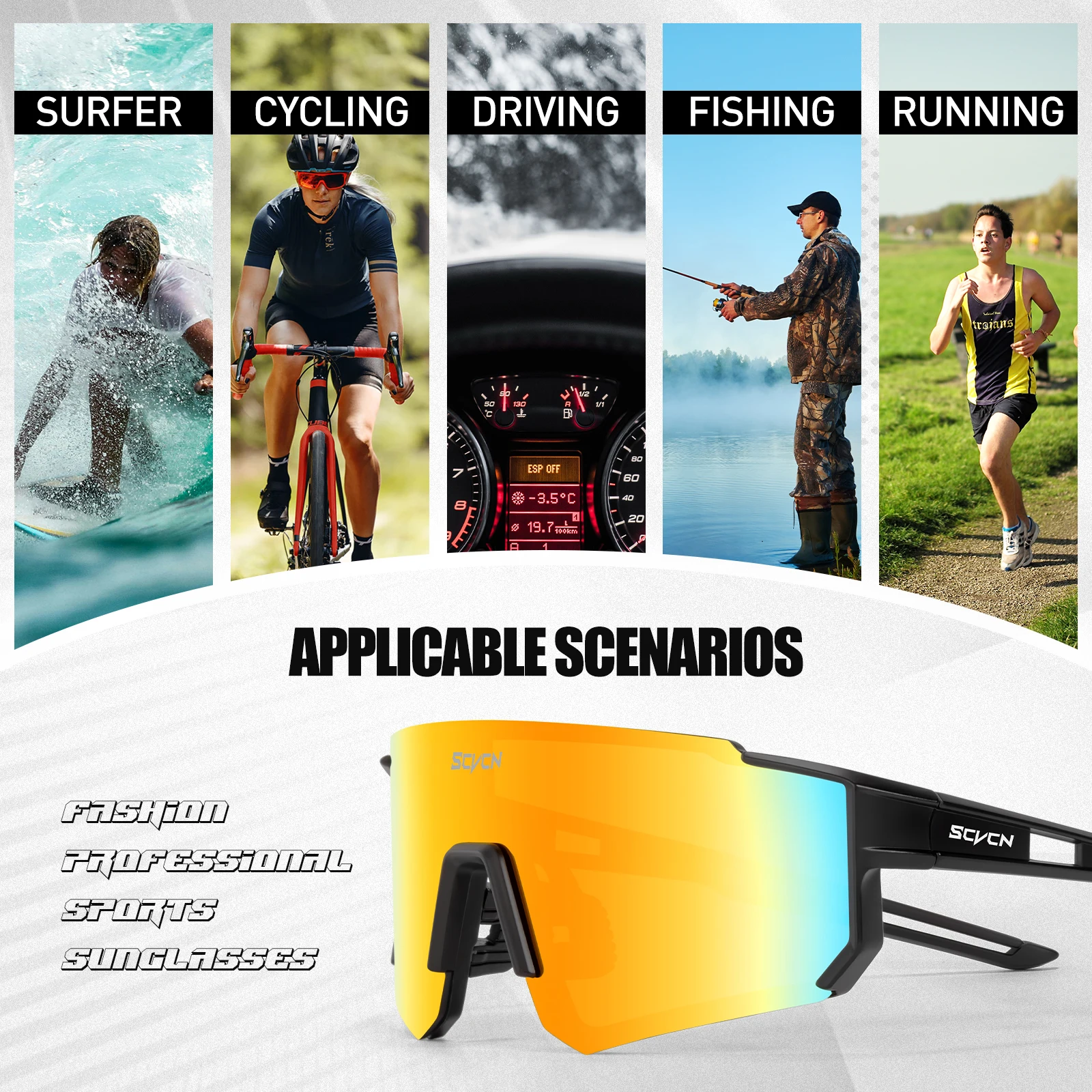 SCVCN Radfahren Brille Fahrrad Sonnenbrille Männer UV400 Brillen Sport MTB Outdoor Brille Fahrrad Frauen Sonnenbrille Multi Farbe Reiten – Detail 5